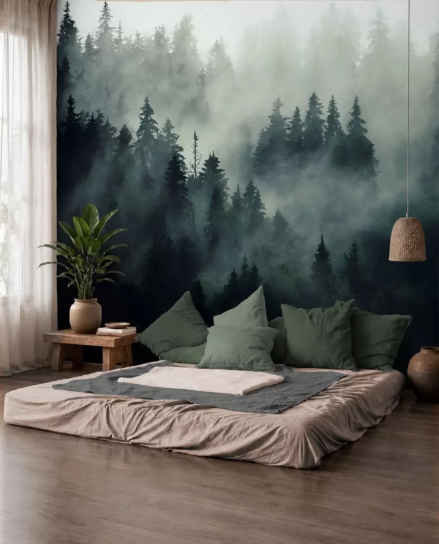 peintures murales Matin brumeux, forêt u36439