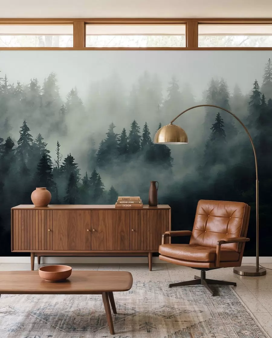 Wall Mural Photo Wallpaper Foggy morning, forest u36439