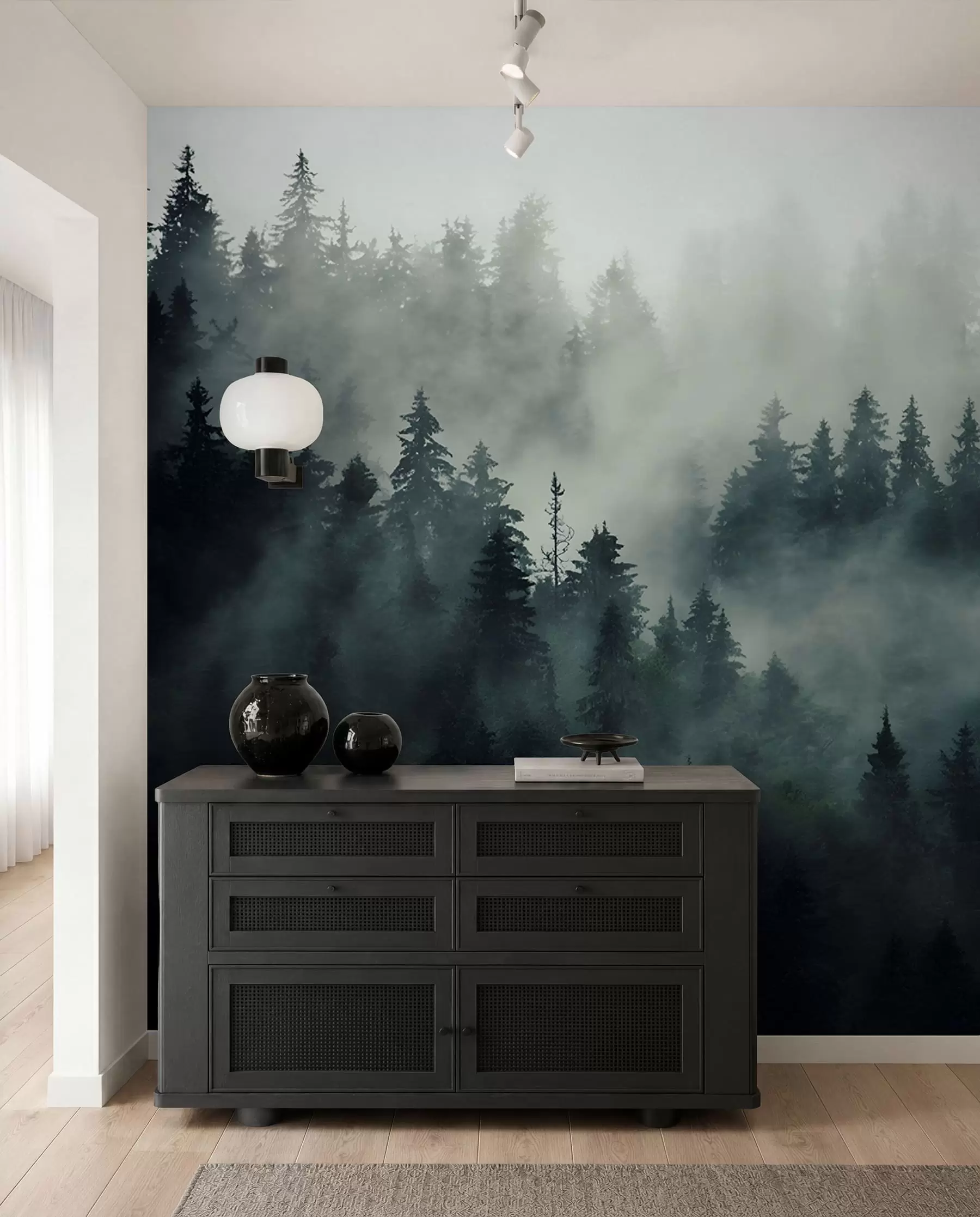 peintures murales Matin brumeux, forêt u36439
