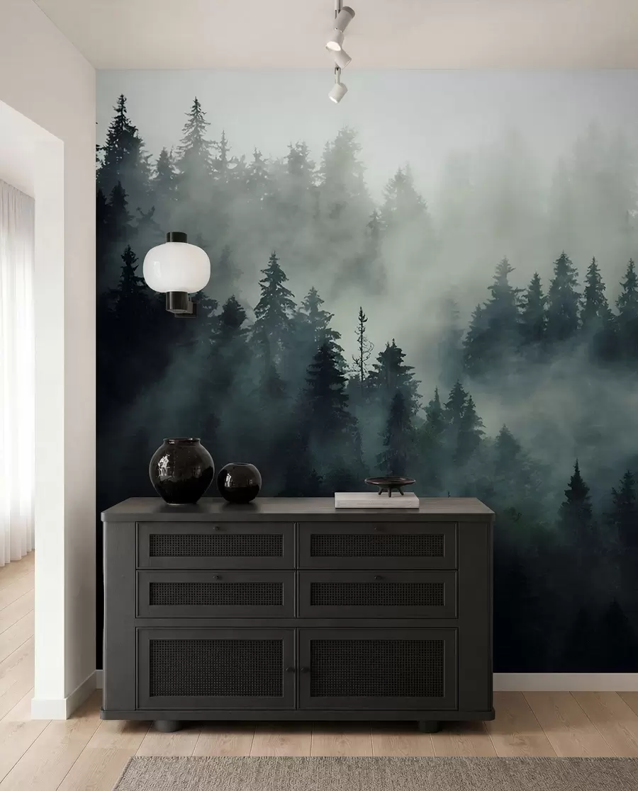 peintures murales Matin brumeux, forêt u36439