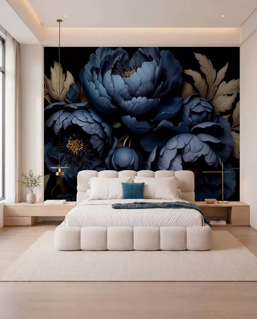 peintures murales Pivoines bleues w01131