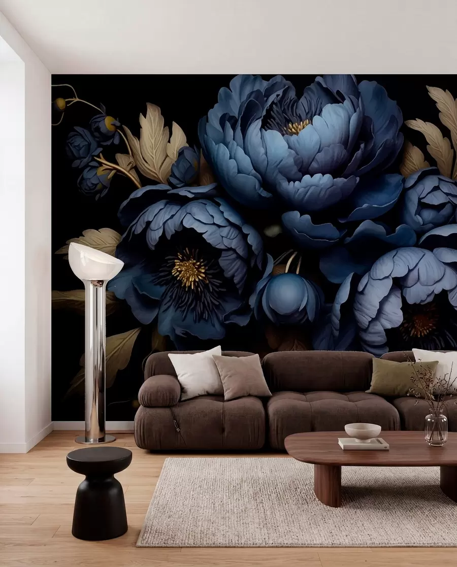 Wall Mural Photo Wallpaper Blue peonies w01131