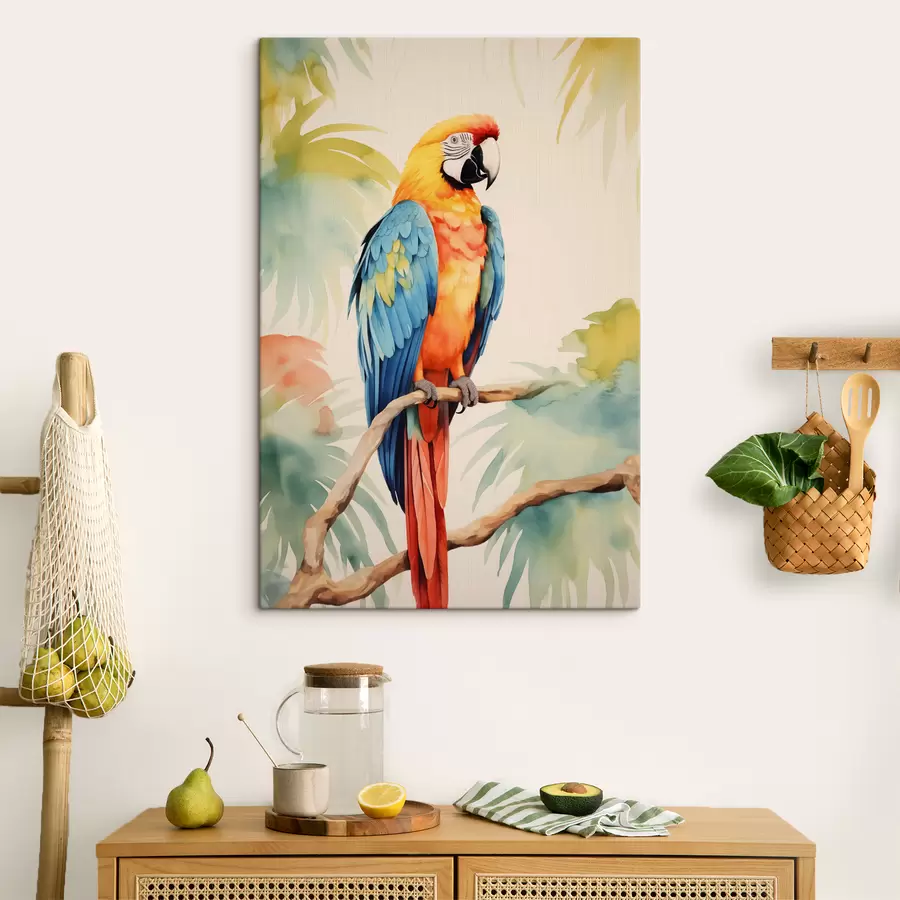 murales Un colorido loro guacamayo sentado en una rama s40879
