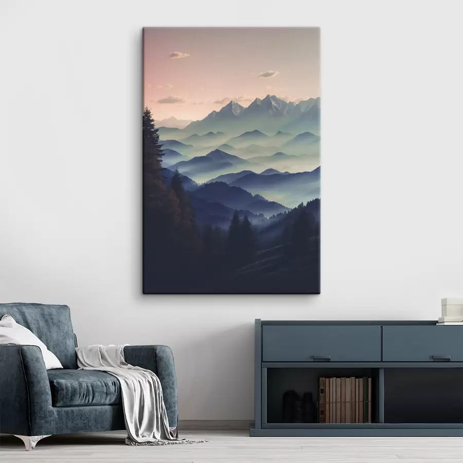 wall murals Mountain view in fog s40851