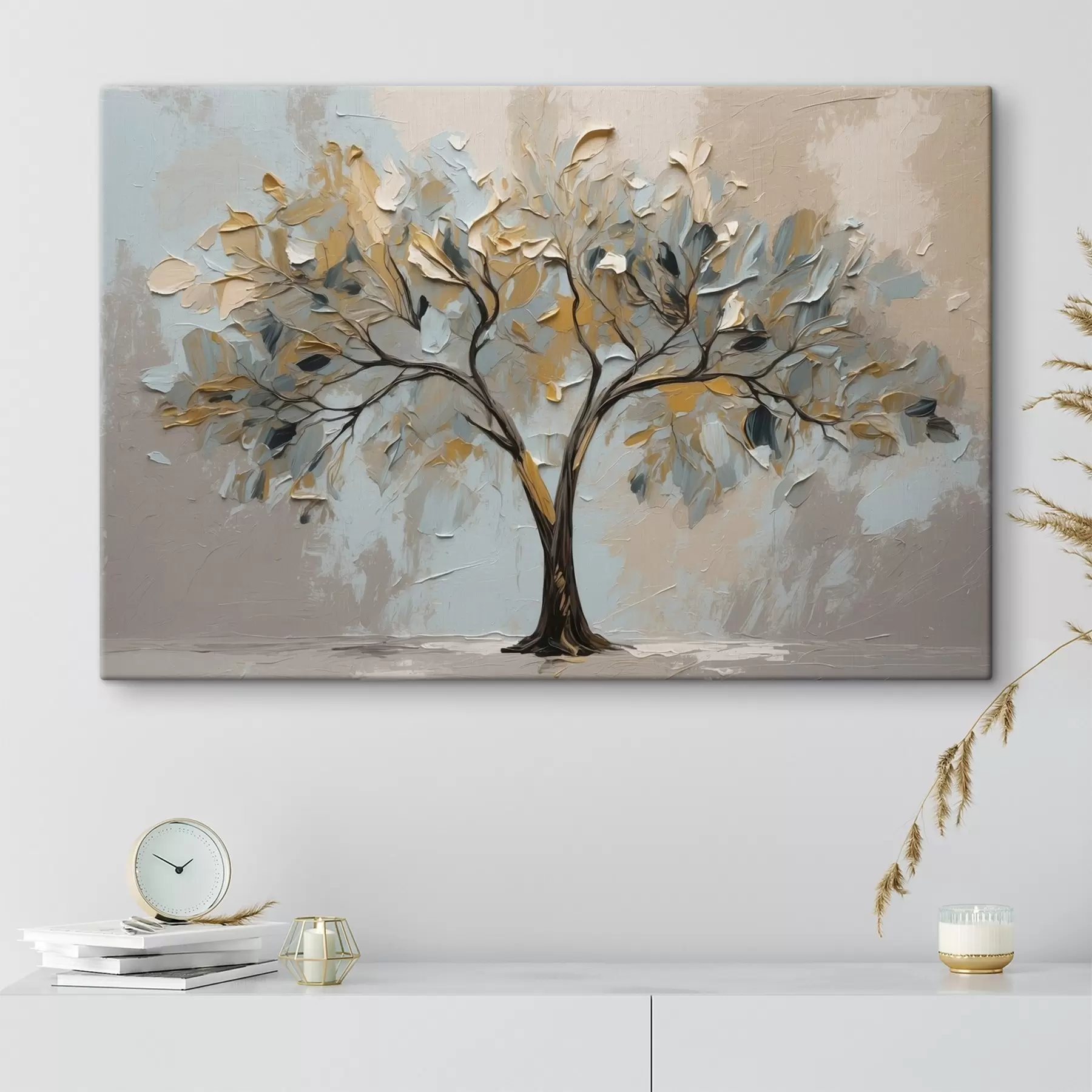 wall murals Tree on abstract oil background s40858