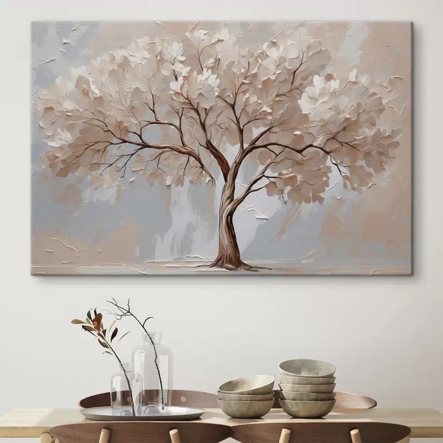 wall murals White tree on abstract oil background s40860