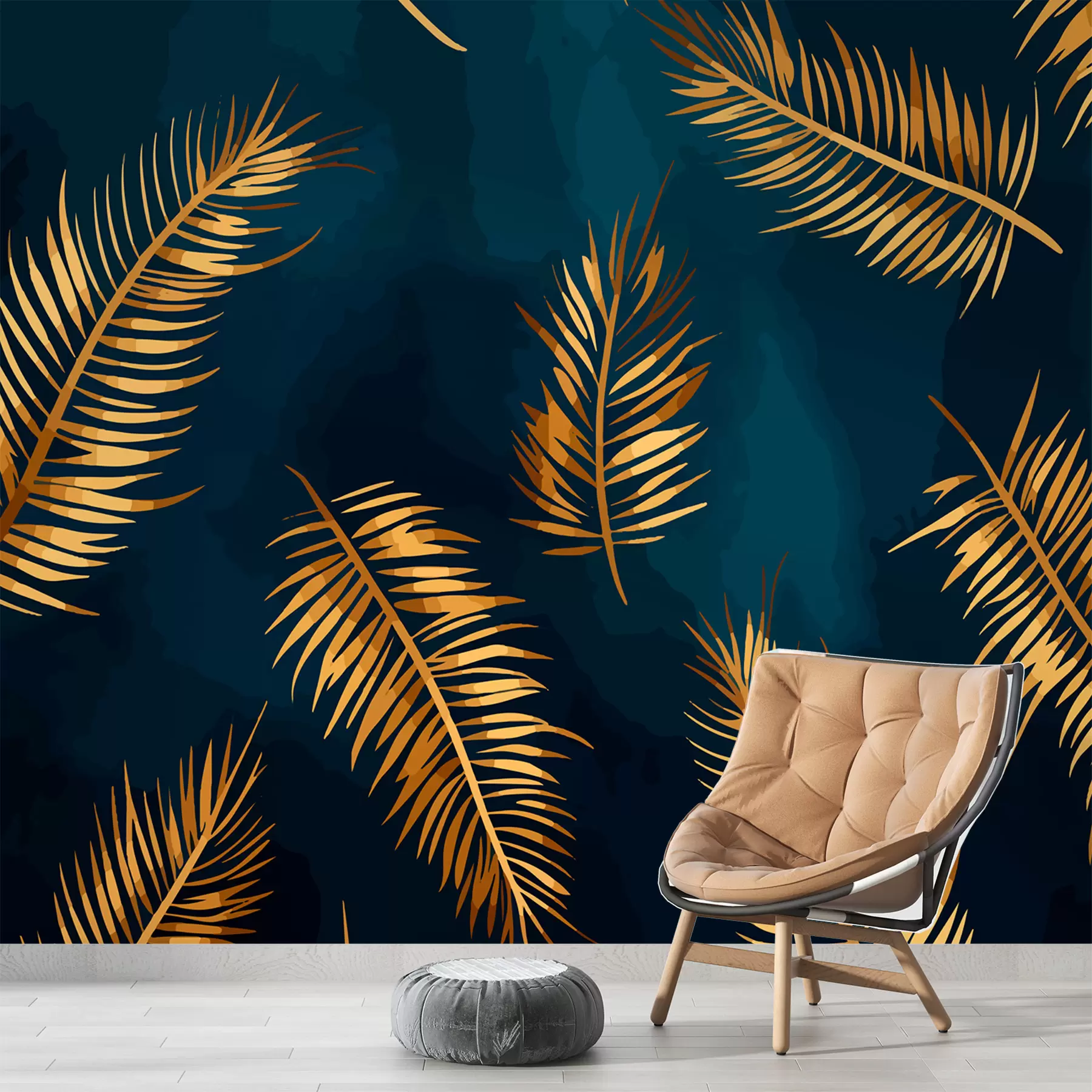 wall murals Painted leaves w01743
