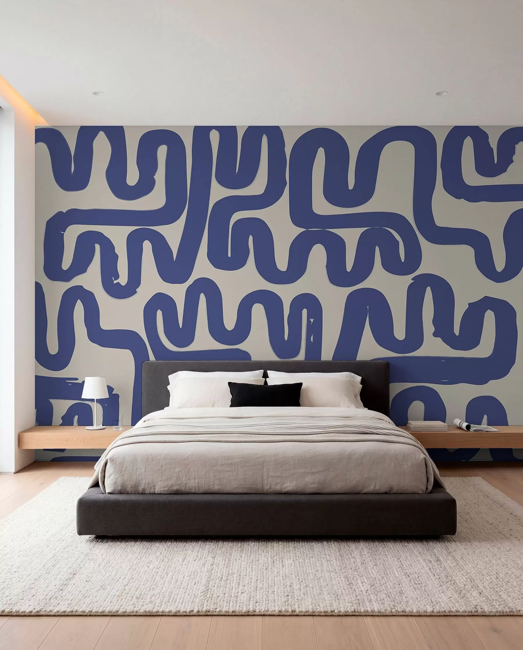 Wall Mural Photo Wallpaper Winding Lines in Blue w01686