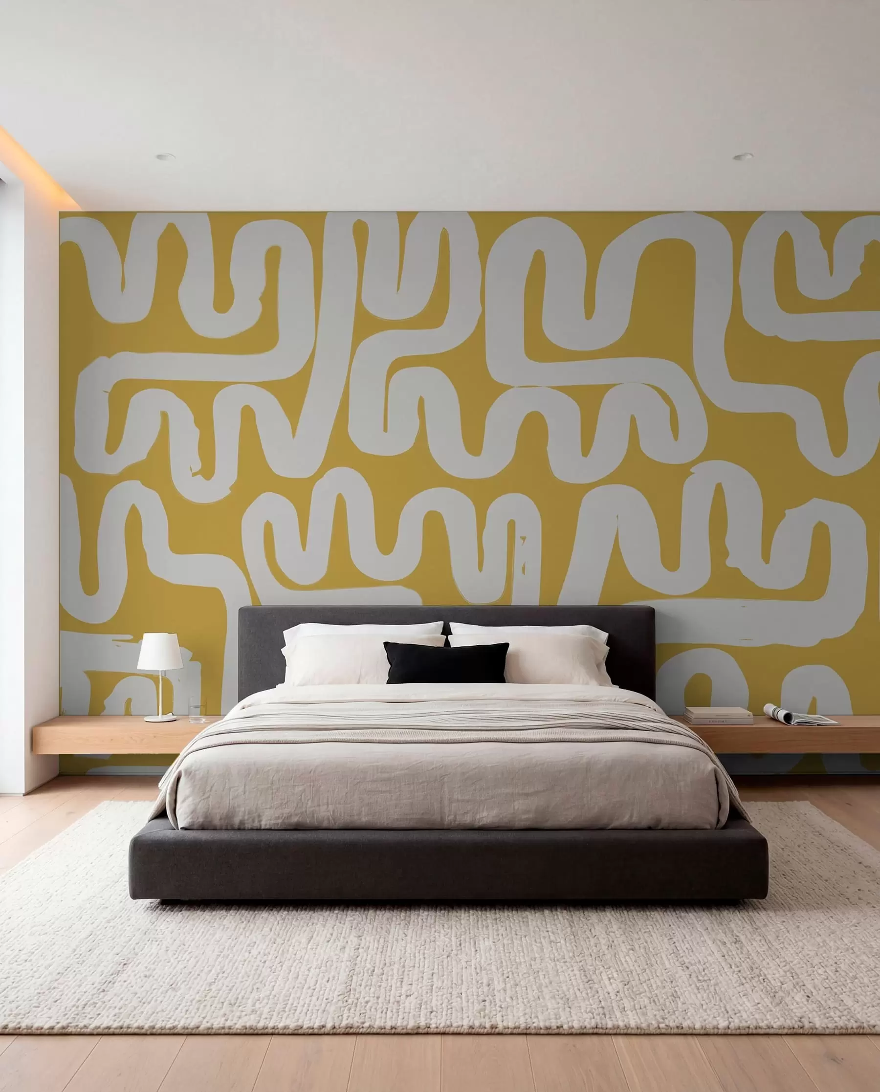 wall murals Yellow winding lines w01686v1