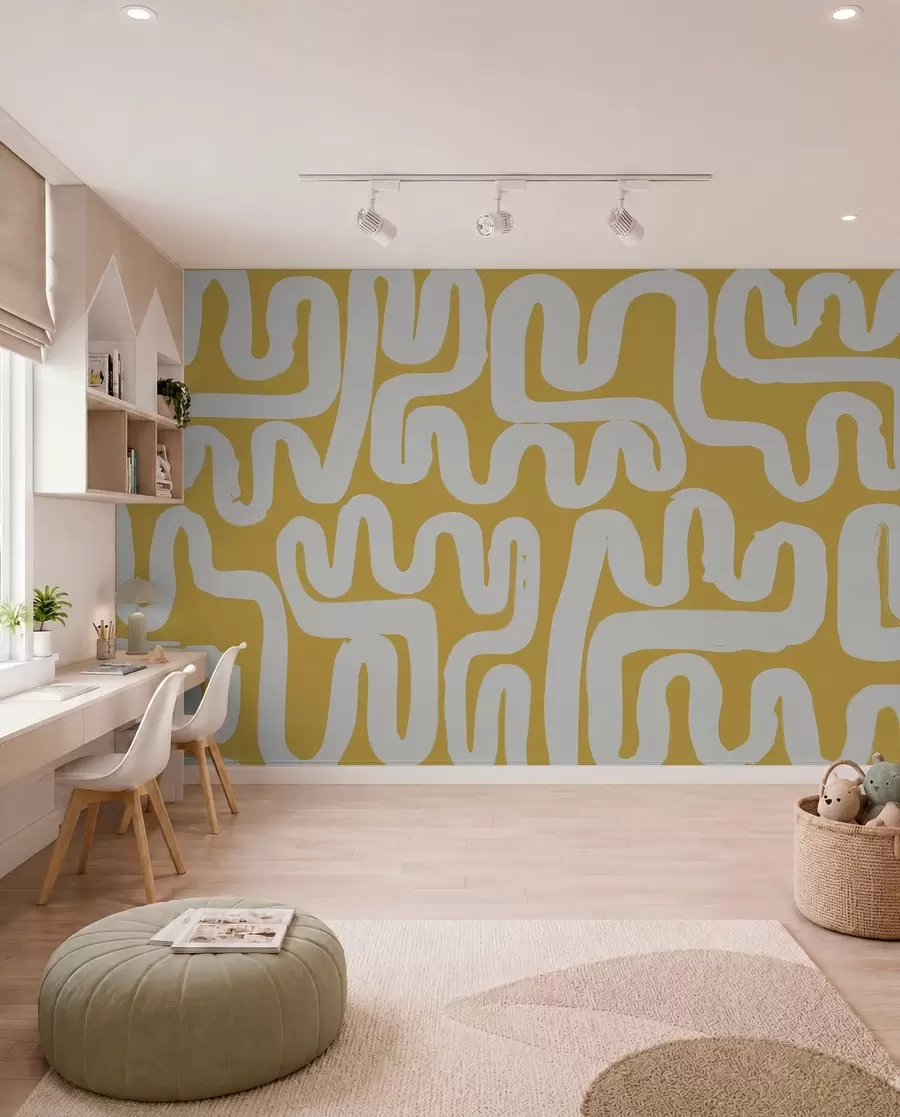 peintures murales Lignes sinueuses ocre w01686v1
