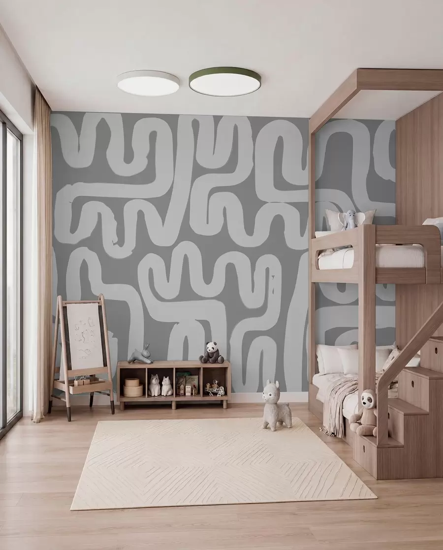 wall murals Winding Lines in Grey w01686v2