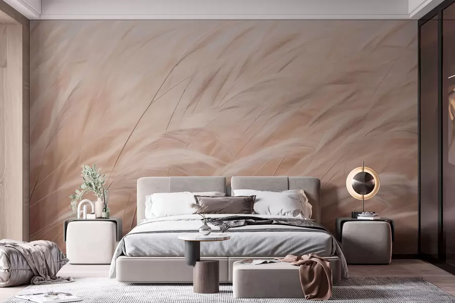 Wall Mural Photo Wallpaper Beige spikelets of field grass w01719v1