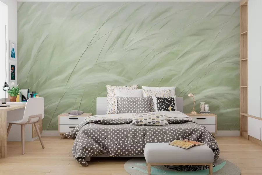 Wall Mural Photo Wallpaper Green spikelets of field grass w01719v2