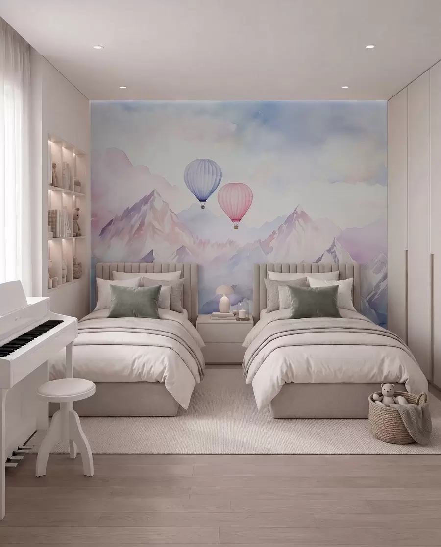 murales Globos sobre cumbres rosas w01786