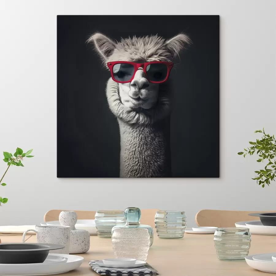 murales Llama gris con gafas rojas s40996