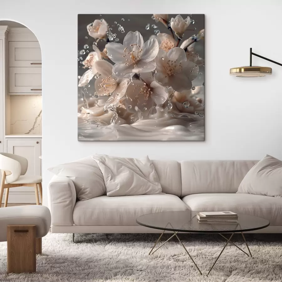 wall murals Jasmine flowers in a whirl of droplets s41003