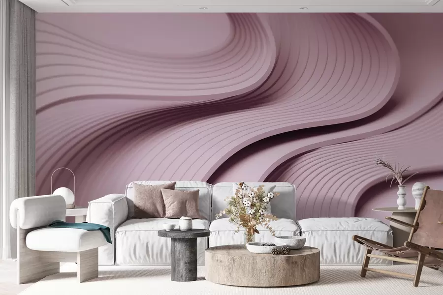 Wall Mural Photo Wallpaper Elegant voluminous waves in 3D style in powder shades w01147v1