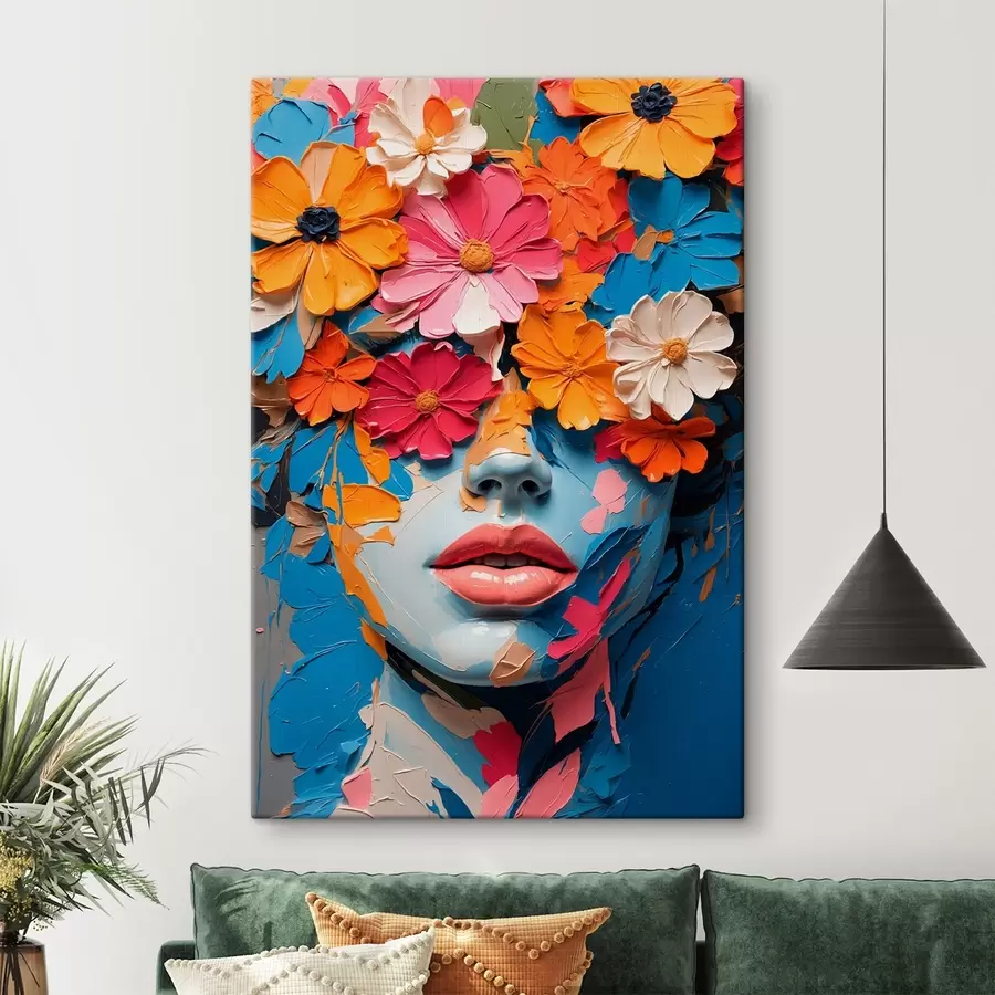 wall murals Girl's face in oil covered with flowers s41023