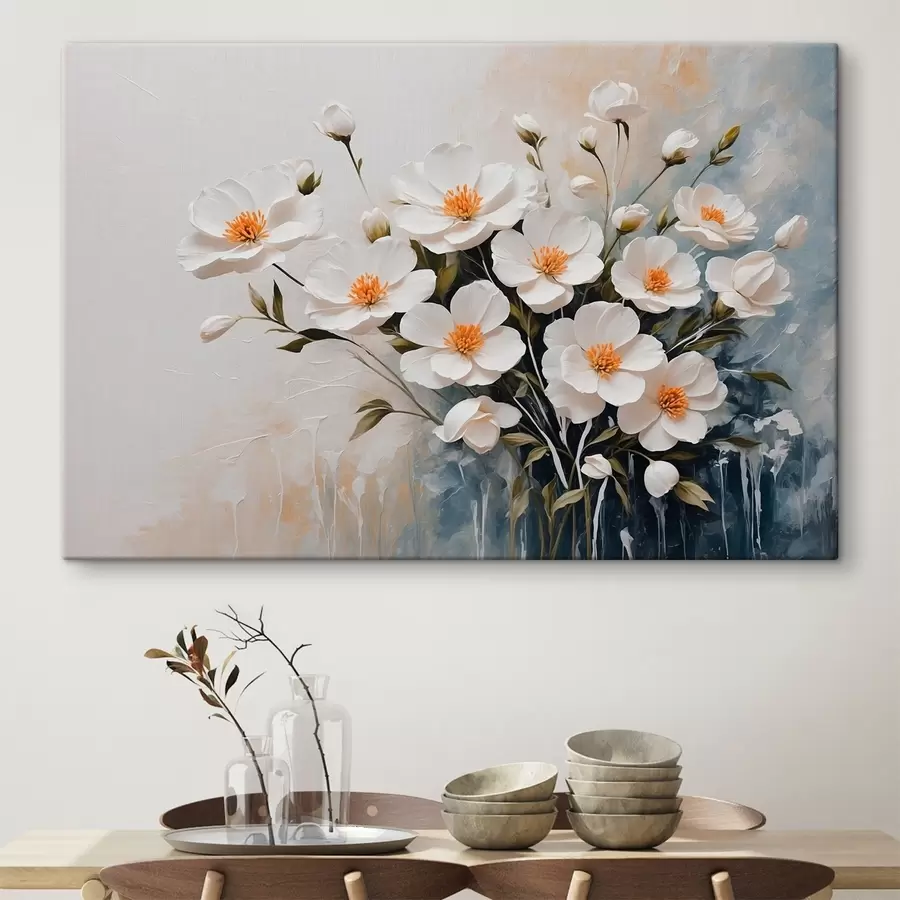 wall murals White flowers on blurred background s41039