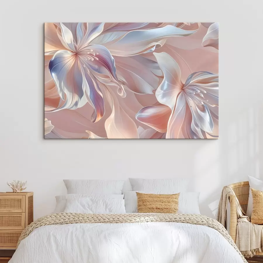 wall murals Delicate, pastel-colored flower petals with flowing shapes and textures, creating abstract floral composition s41098