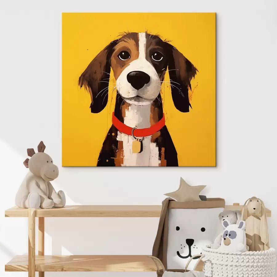 murales Retrato de un perro sobre fondo amarillo s41232