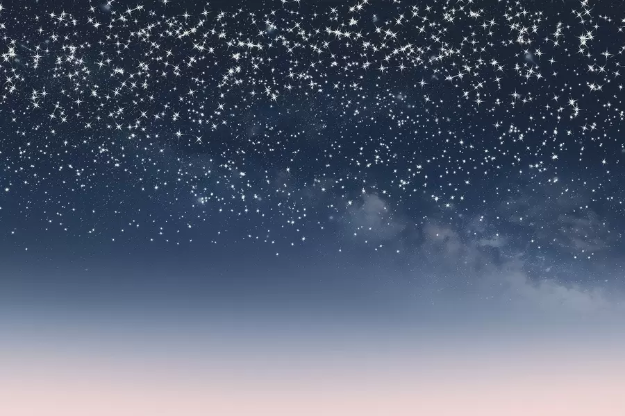 peintures murales Ciel étoilé, dégradé rose, cosmique, constellations w01797