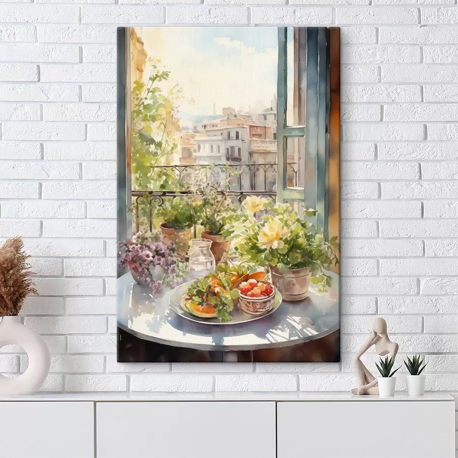 wall murals Romantic dinner with a city view, watercolor, floral s41168