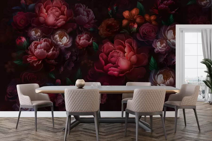 Wall Mural Photo Wallpaper Exquisite flowers on a dark background w01794