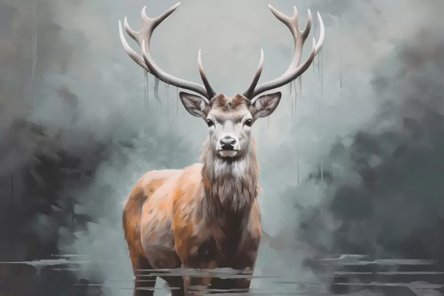 Wall Mural Photo Wallpaper Elegant deer in the fog w01796