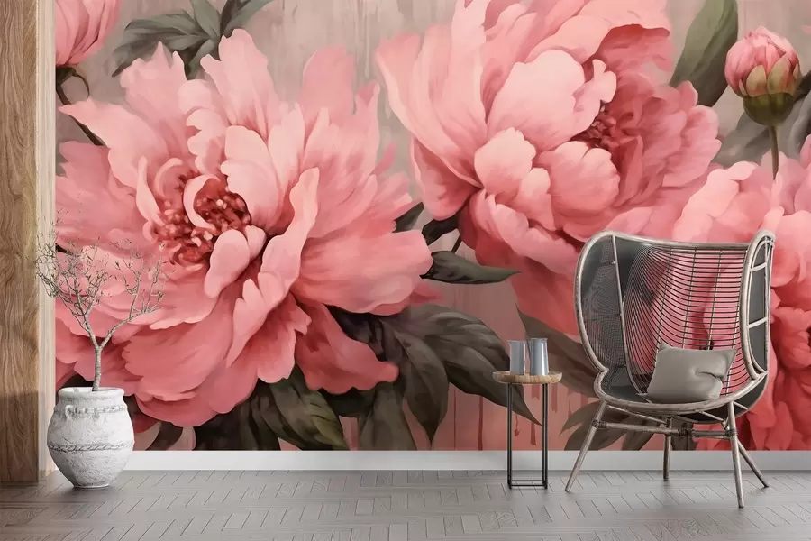 Wall Mural Photo Wallpaper Pink peonies w01906