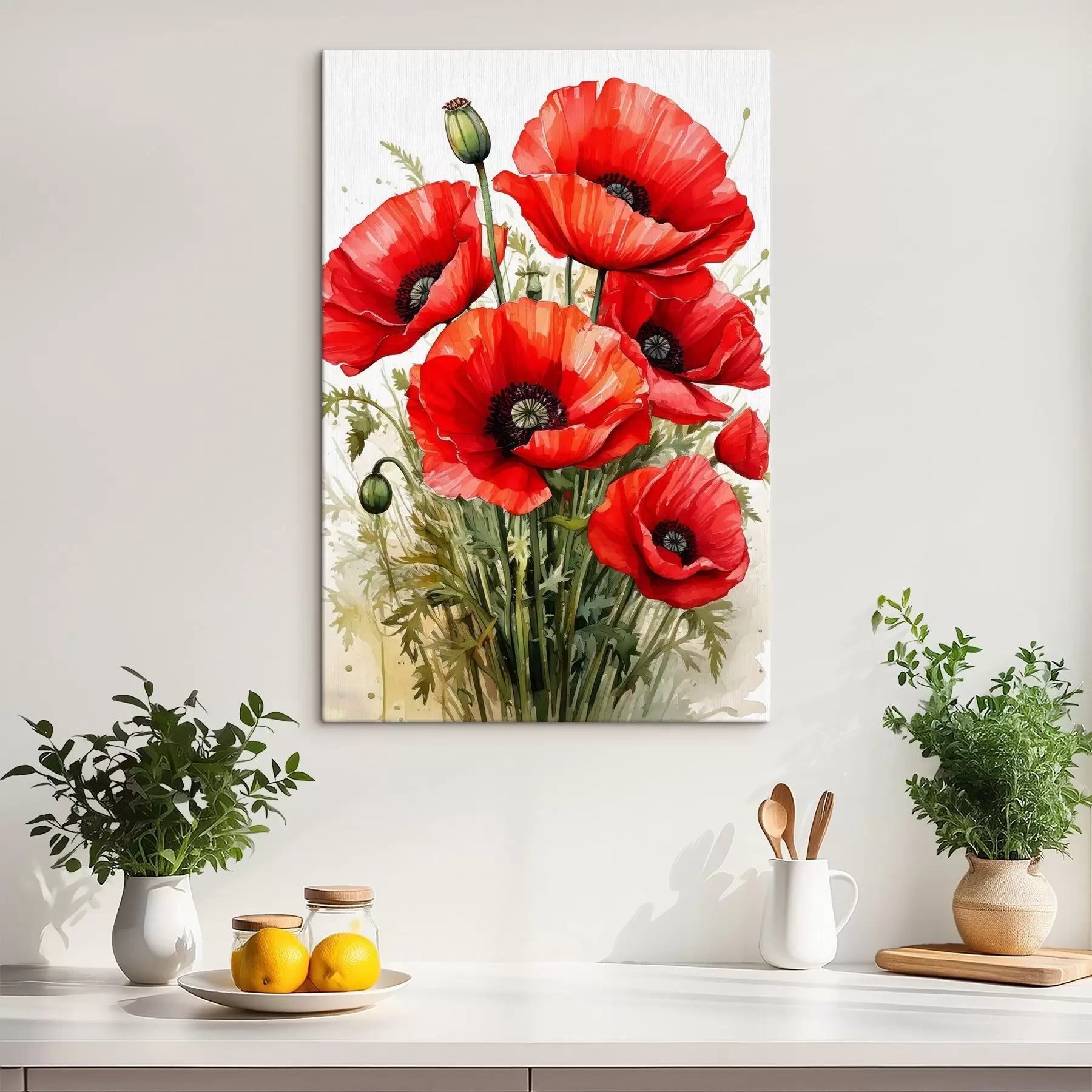 wall murals red large poppies s41404