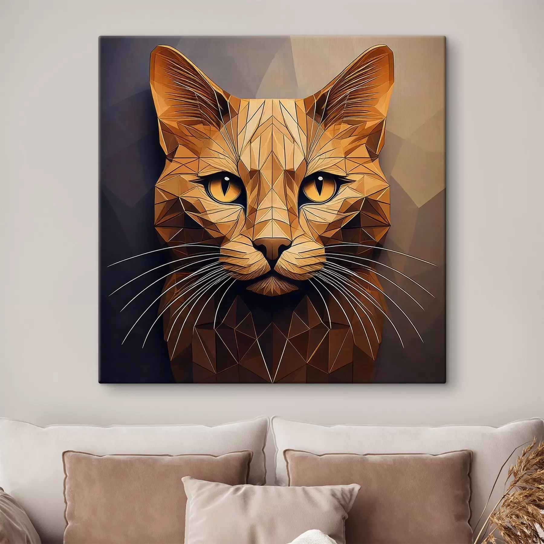 wall murals cat made of geometric shapes s41409