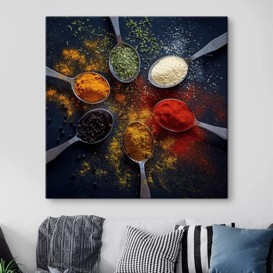 murales Un grupo de cucharas con diferentes especias s37046