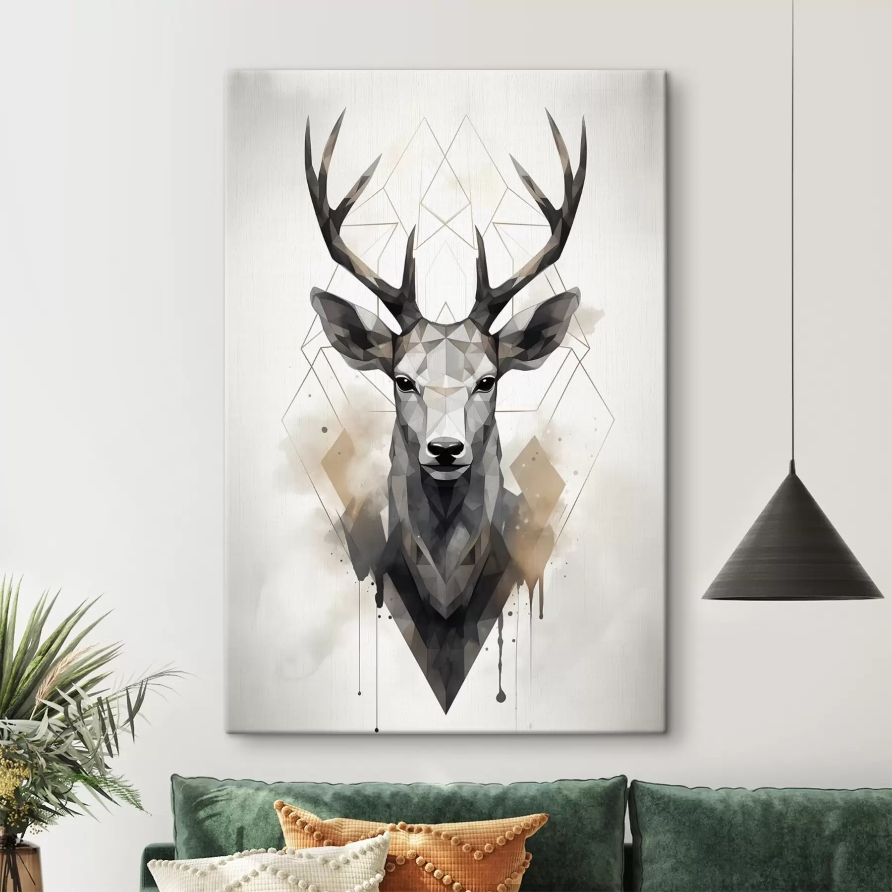wall murals A deer with antlers and a geometric pattern s37256