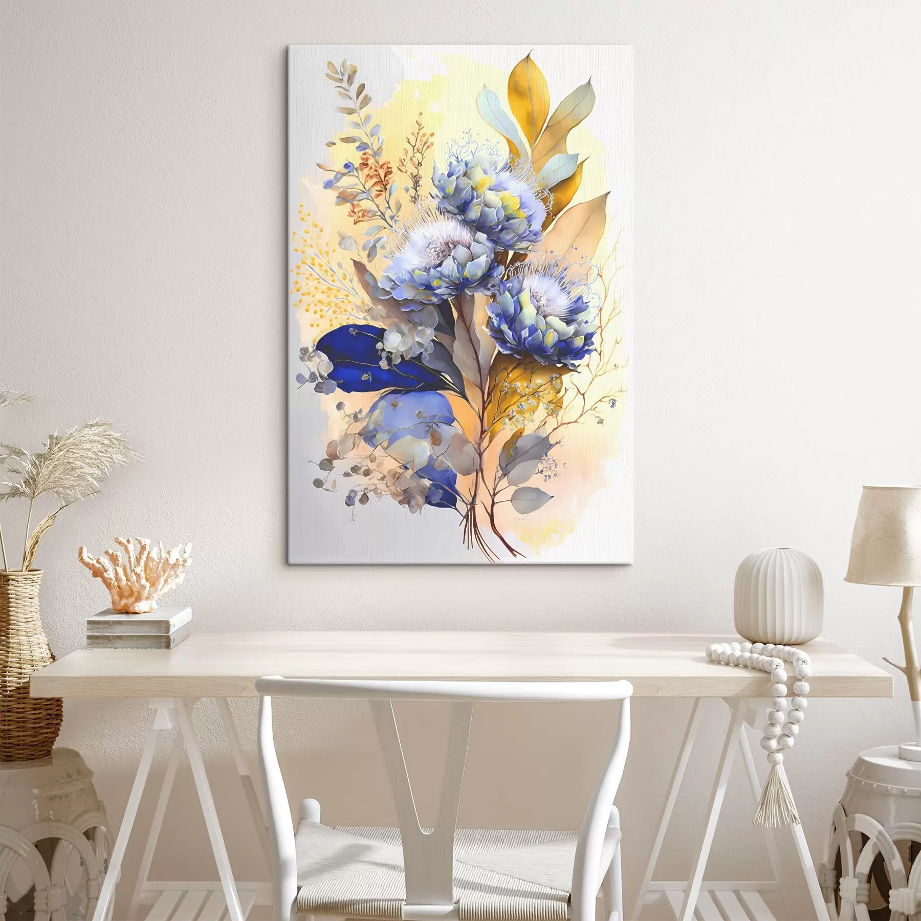 wall murals A painting of flowers and leaves s37550
