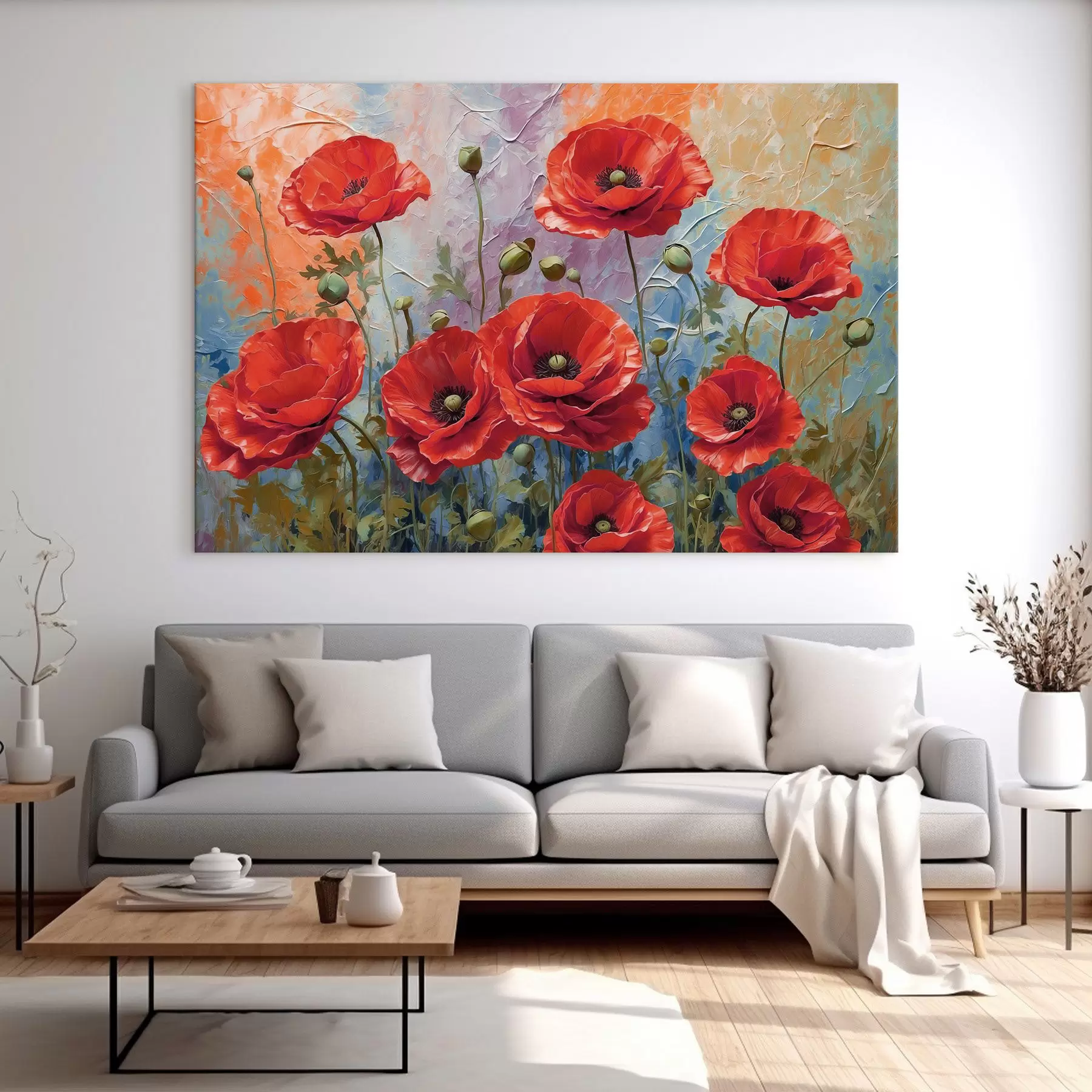 murales Un cuadro de flores rojas s37805