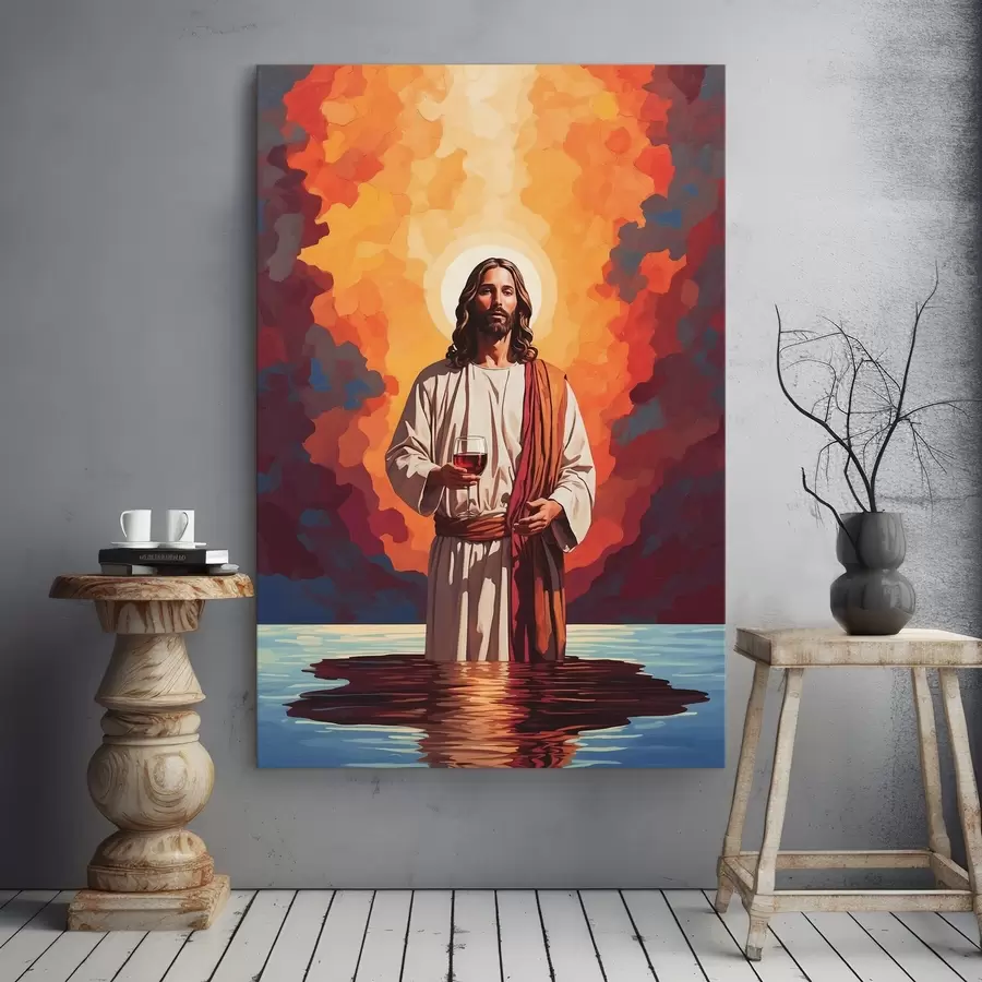 wall murals Painting of a man holding a glass of wine s38125