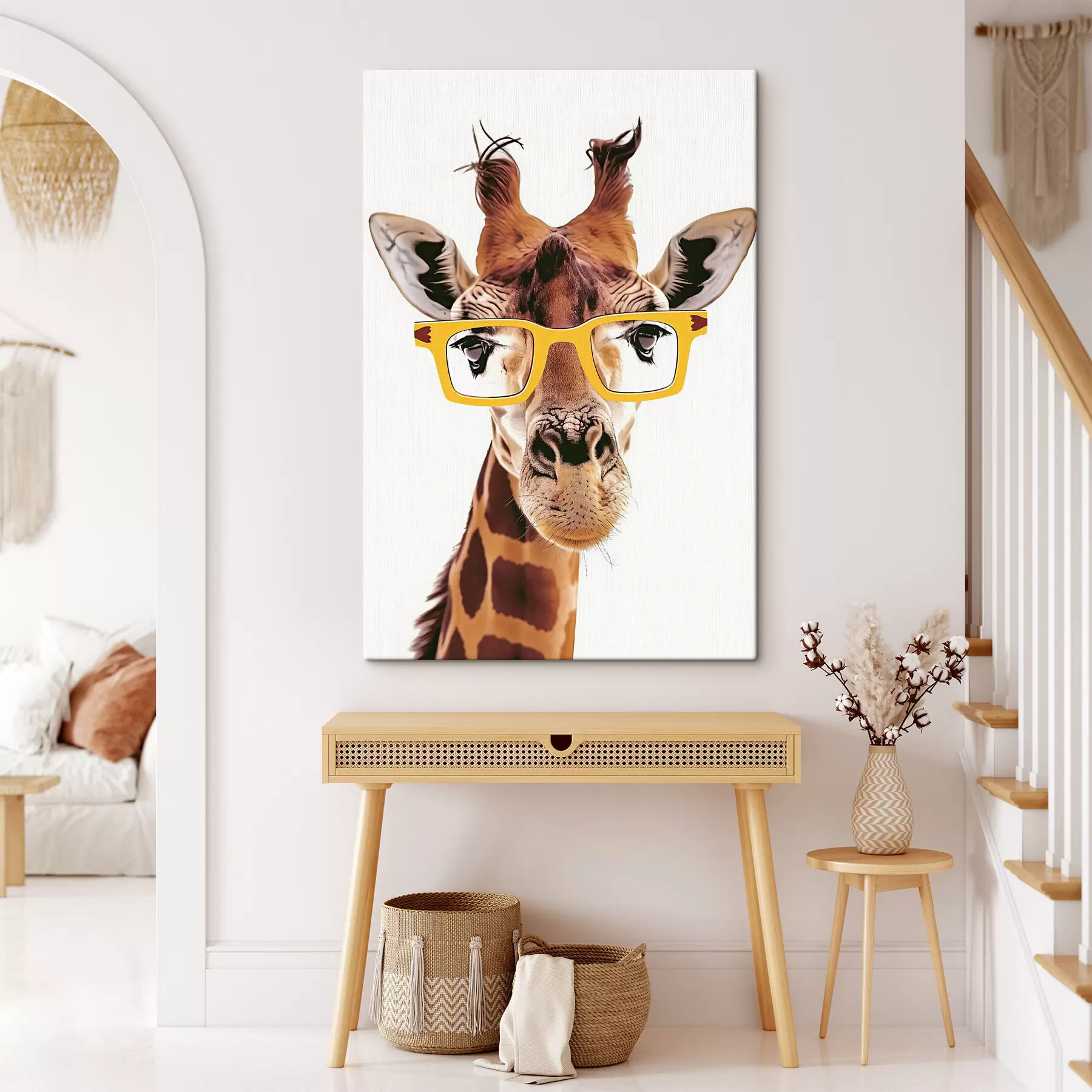 wall murals A giraffe wearing yellow glasses s38503