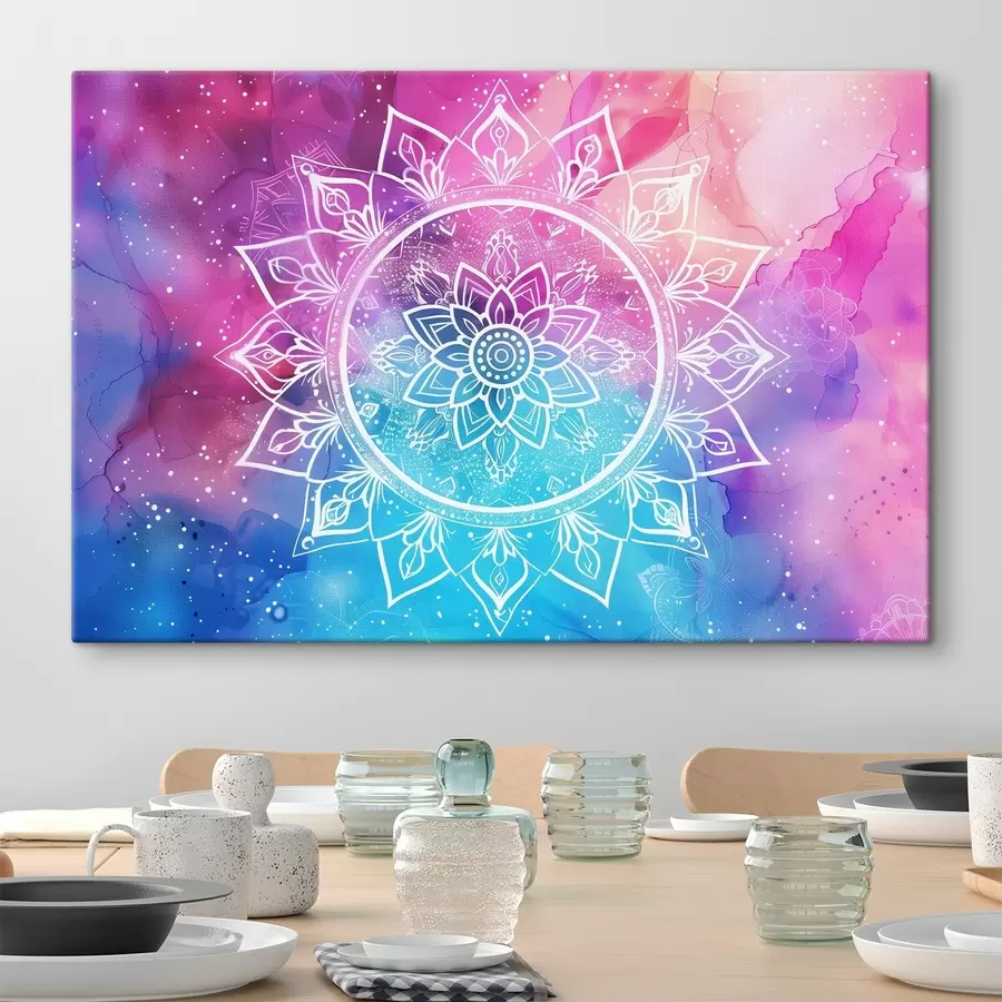 murales Un mandala blanco sobre fondo de color s38529