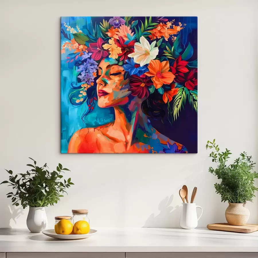 wall murals Painting of a woman with flowers in her hair s38574