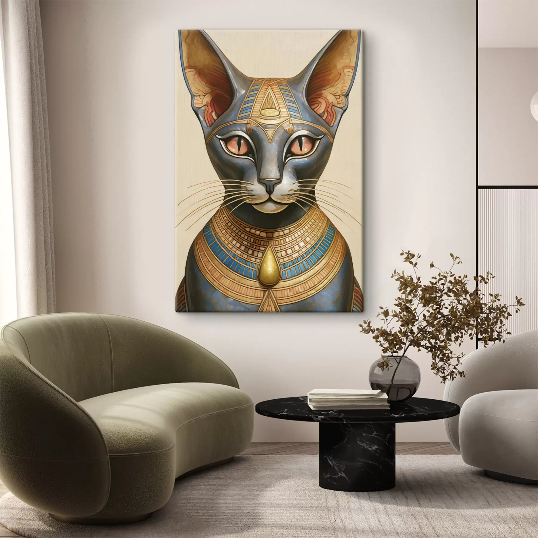 wall murals Majestic Egyptian cat in ceremonial costume s38724