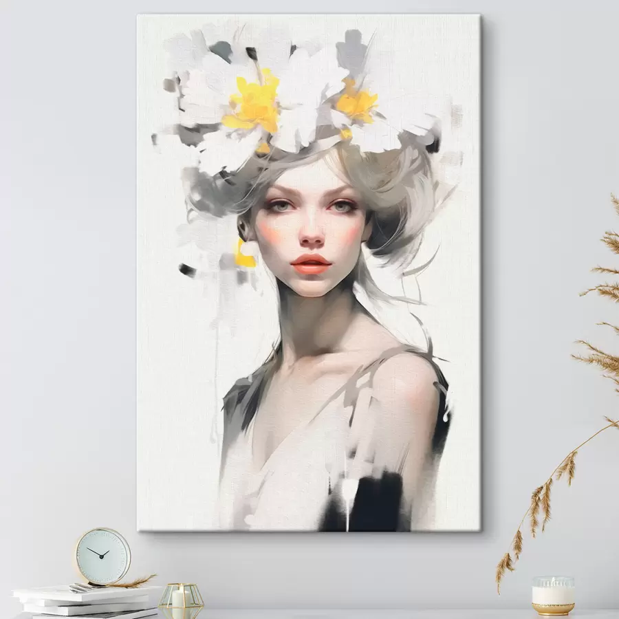 murales Modelo con flores en la cabeza s41322