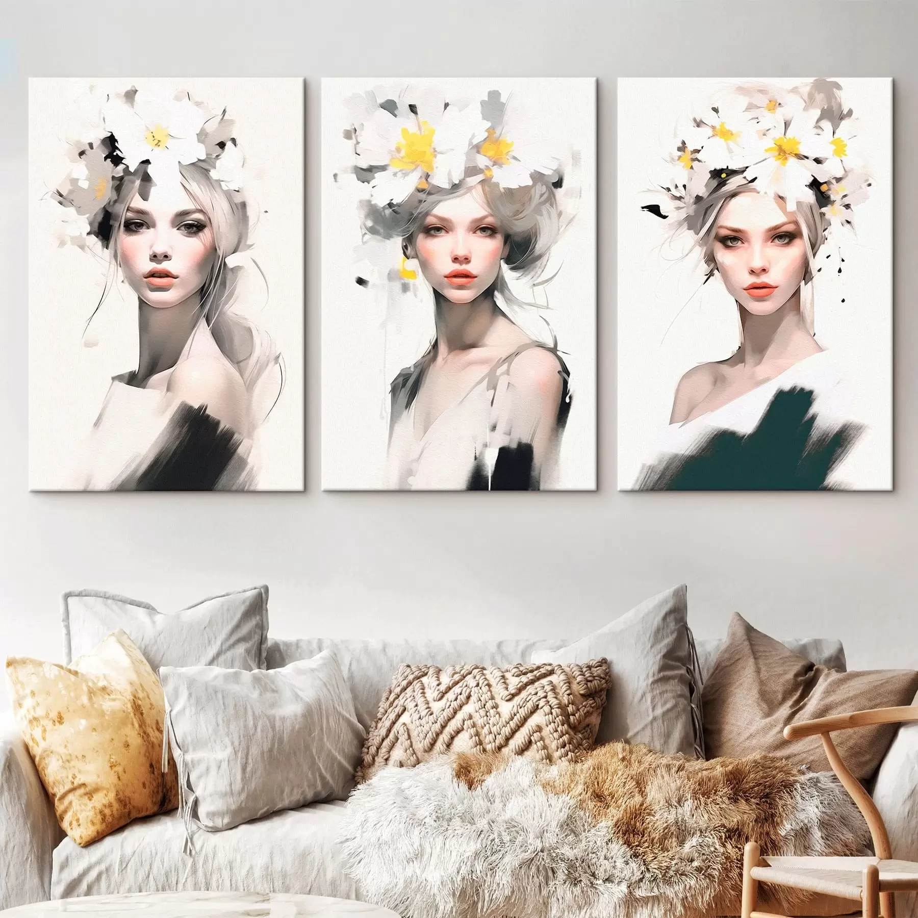 murales Modelo con flores en el pelo m00375