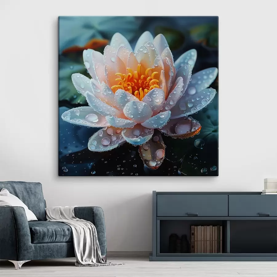 wall murals Lotus flower with dew drops s41433