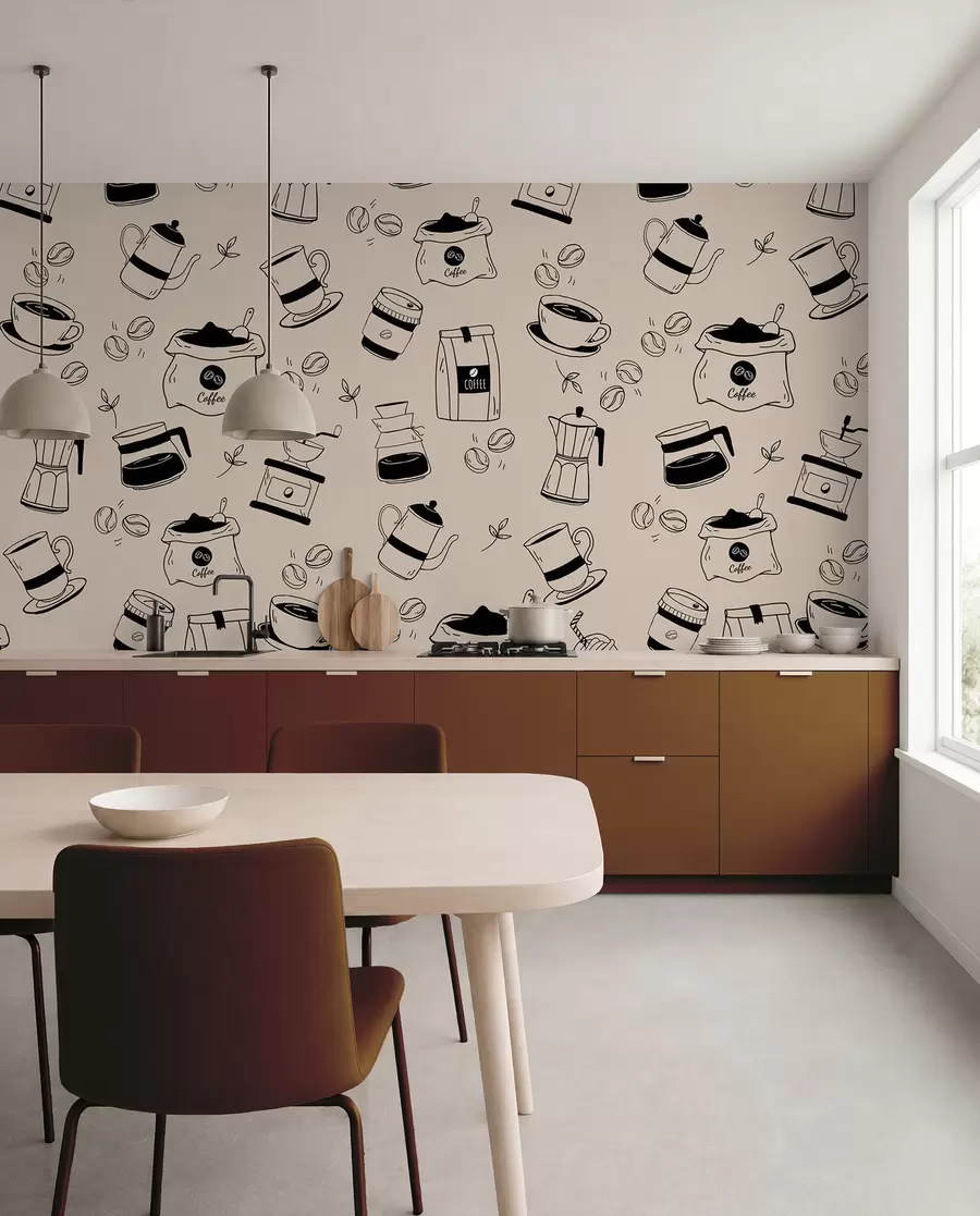 Wall Mural Photo Wallpaper Coffee details on a light background w02002