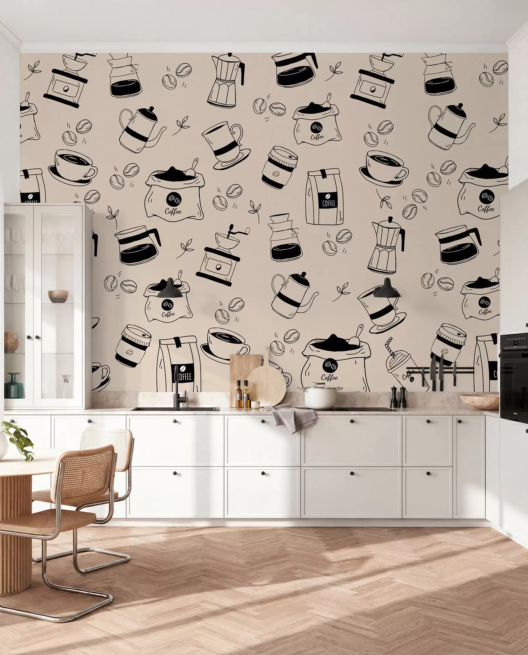 wall murals Coffee details on a light background w02002