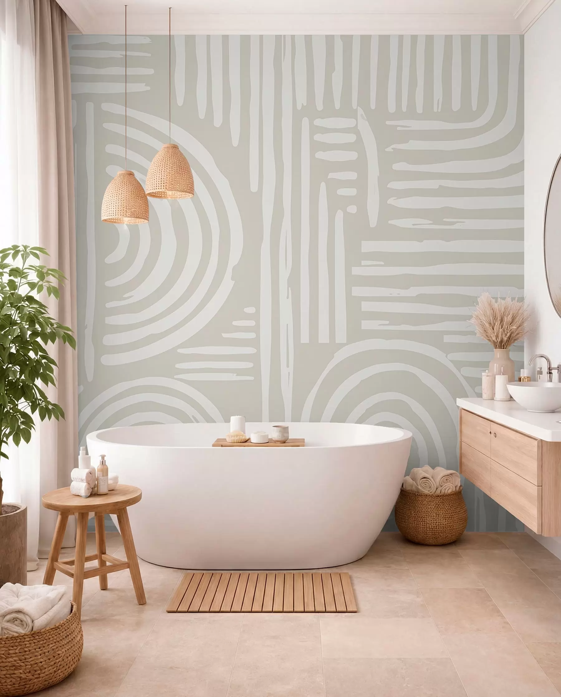 peintures murales Rythme de lignes sable w01919