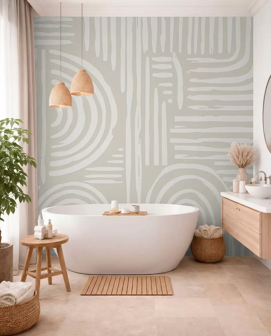 wall murals Boho design in soft colors w01919