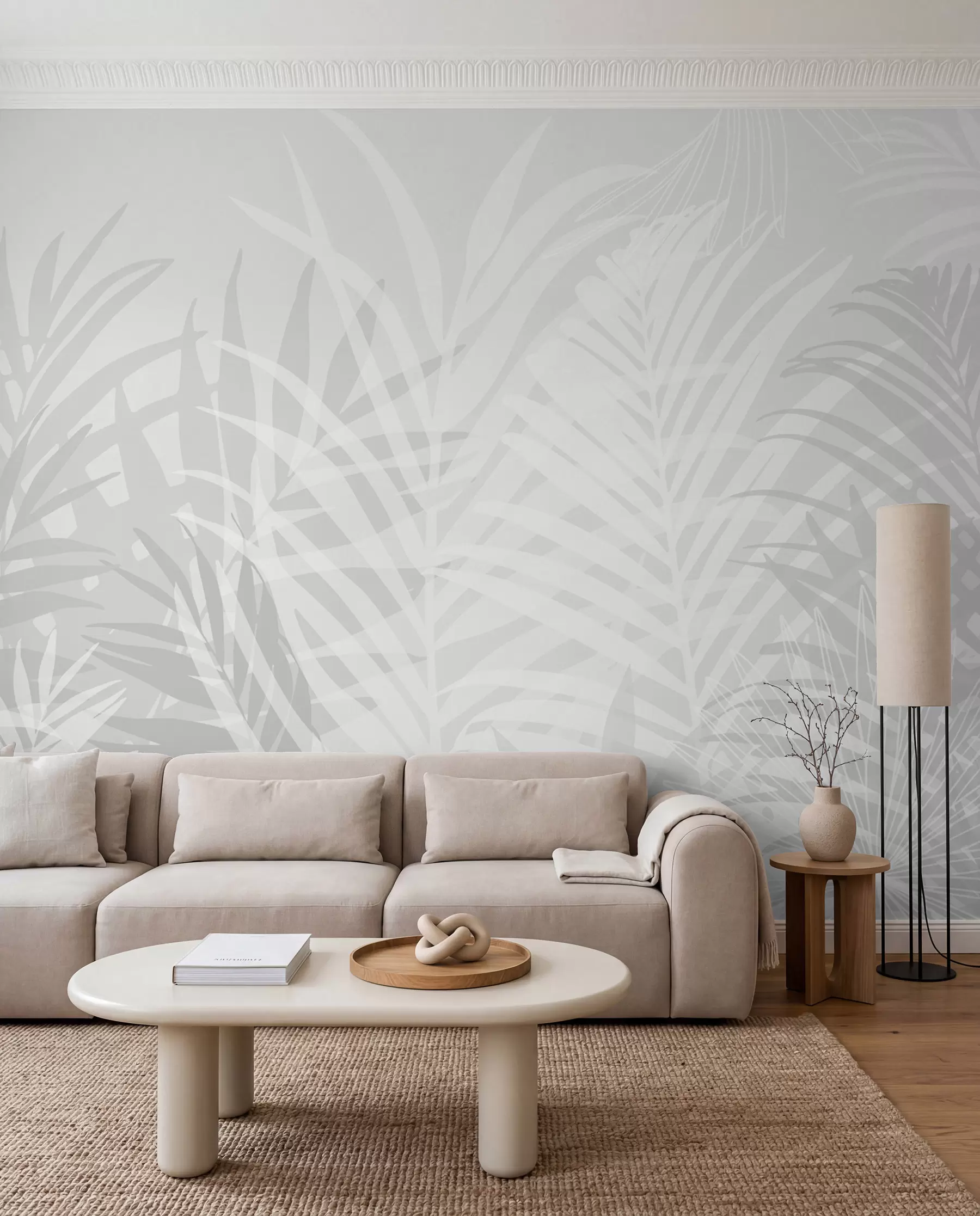 wall murals Trendy tropical leaves gray color w02026v1