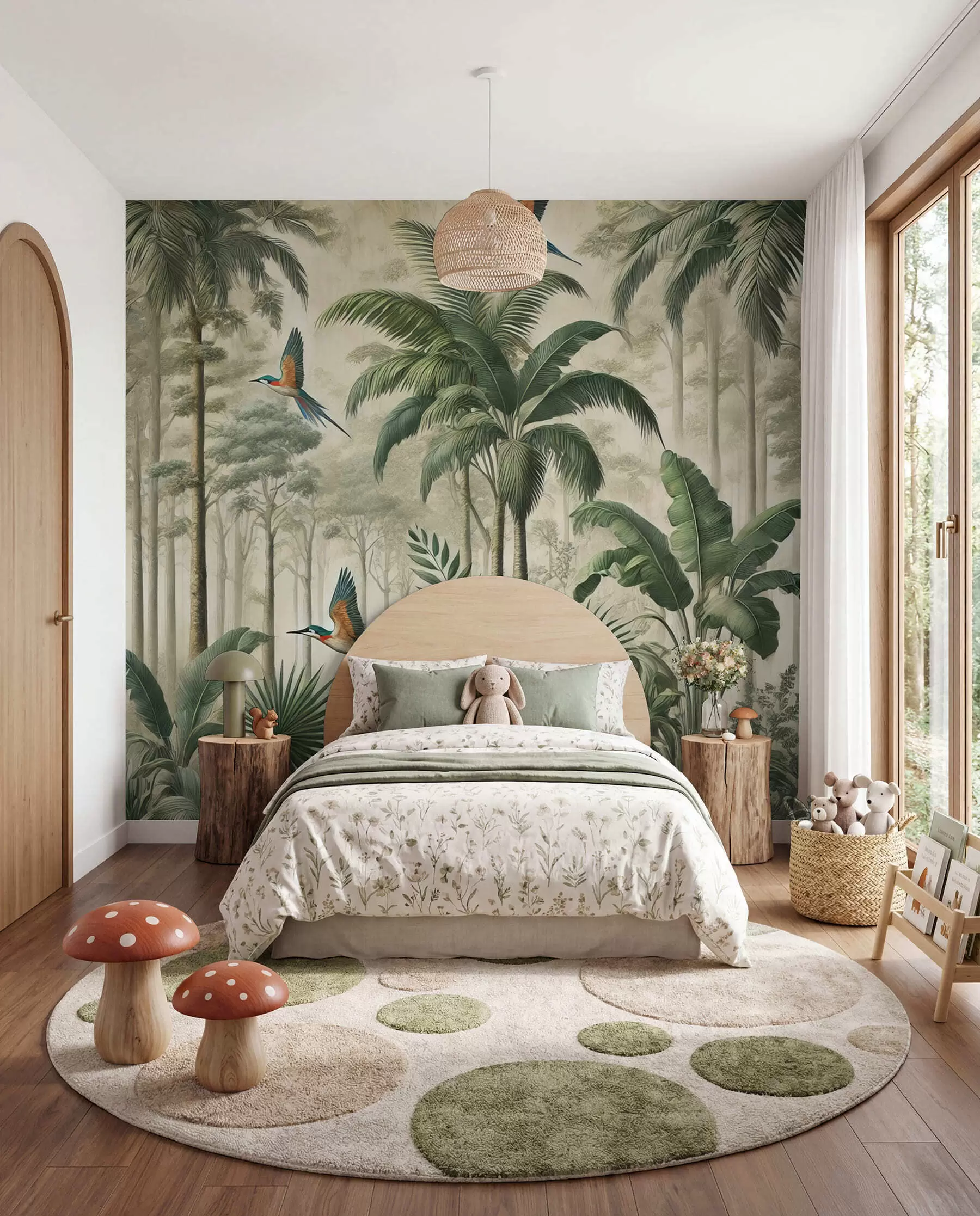 peintures murales Perroquets dans les palmiers w01957